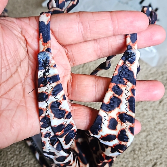 Leopard Drawstring Bikini Swimsuit (S & M) - Picture 6 of 9